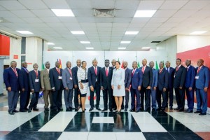 'Group Chairman, Tony O. Elumelu ( 9th from left), GMD, Phillips Oduoza  (10th from left), Group Manaing Director Designate (15th  from left) Board Chairmen from the 18 subsidiaries in Africa and some members of Executive Management’