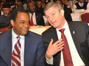 Mr. Donald Duke,  former governor of Cross River State and Chairman 3rd Nigerian Beer Symposium and Mr. Nicolaas Velverde, Managing  Director/Chief Executive Officer, Nigerian Breweries Plc at the 3rd Nigerian Beer Symposium in Lagos on Thursday