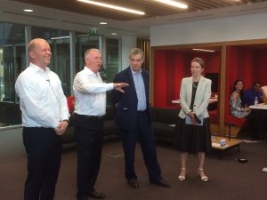 Michael Miebach, Mastercard chief product officer; David Yates, VocaLink CEO; Sir John Gieves, VocaLink chairman; Debbie Lombard, VocaLink chief people officer. Credit Photo MasterCard