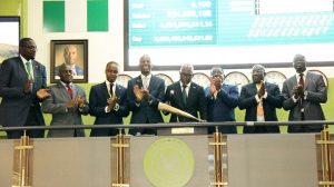  •L – R shows Doyin Ogun, Manager, Investor & Govt. Relations, Forte Oil Plc; Tony Ibeziako, Head, Domestic Primary Market, NSE;  Julius Omodayo-Owotuga, Group Chief Financial Officer, Forte Oil Plc; Ade Bajomo, ED, Market Operations and Technology, NSE; Akin Akinfemiwa, Group CEO, Forte Oil Plc; Akin Olagbende General Counsel, Forte Oil Plc; Tunji Rabiu, GM, Operations, Forte Oil Plc and Ayodeji Adelakun, Financial Controller, Forte Oil Plc at the Facts Behind the Figures presentation at the Exchange on Monday. 