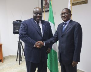 L – R: Mr Kofi Adumaku, Regional Head of Project Finance Afrexim Bank and Mr Bashir M. Wali, Acting MD/CEO, NEXIM Bank