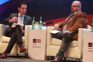 Tigo Tanzania General Manager, Diego Gutierrez (left), stresses a point during the Global System Mobile Association (GSMA) Mobile 360-Africa Conference held on 26th-28th July 2016 at the Julius Nyerere International Conference Centre, Dar es Salaam, Tanzania. Right is the moderator of the discussion, Bradley Shaw, Founder, Continuum Consulting. Source: Tigo