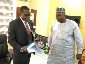 L – R: Mr Bashir M. Wali, Acting MD/CEO, NEXIM Bank; and His Excellency Mohammed Abdullahi Abubakar, Governor of Bauchi State at the Bauchi State Liaison Office in Abuja 