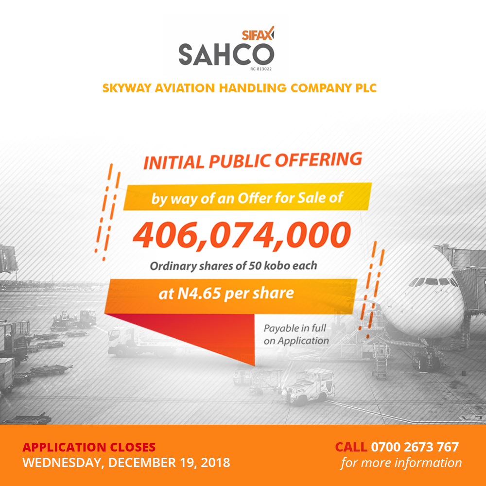 SAHCO Plc’s IPO – Closing on December 19, 2018