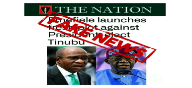 EMEFIELE DEBUNKS FAKE NEWS Titled: “Emefiele launches fresh plot  against President-elect Tinubu”