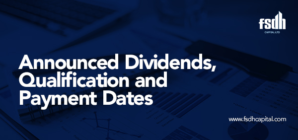 Announced Dividends, Qualification and Payment Dates